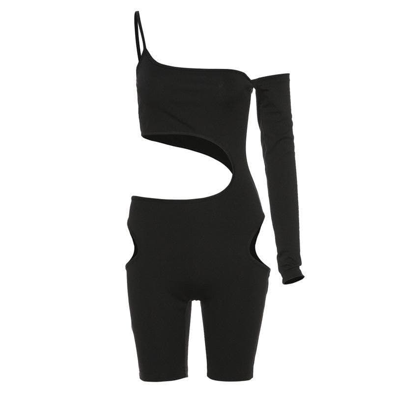 Halibuy One shoulder asymmetrical hollow out romper