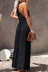 Fashion Solid Slit V Neck A Line Maxi Dresses