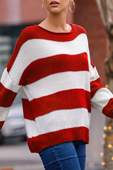 Fashion Street Color Lump Basic O Neck Tops