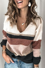 Fashion Street Color Lump Basic V Neck Tops(3 Colors)