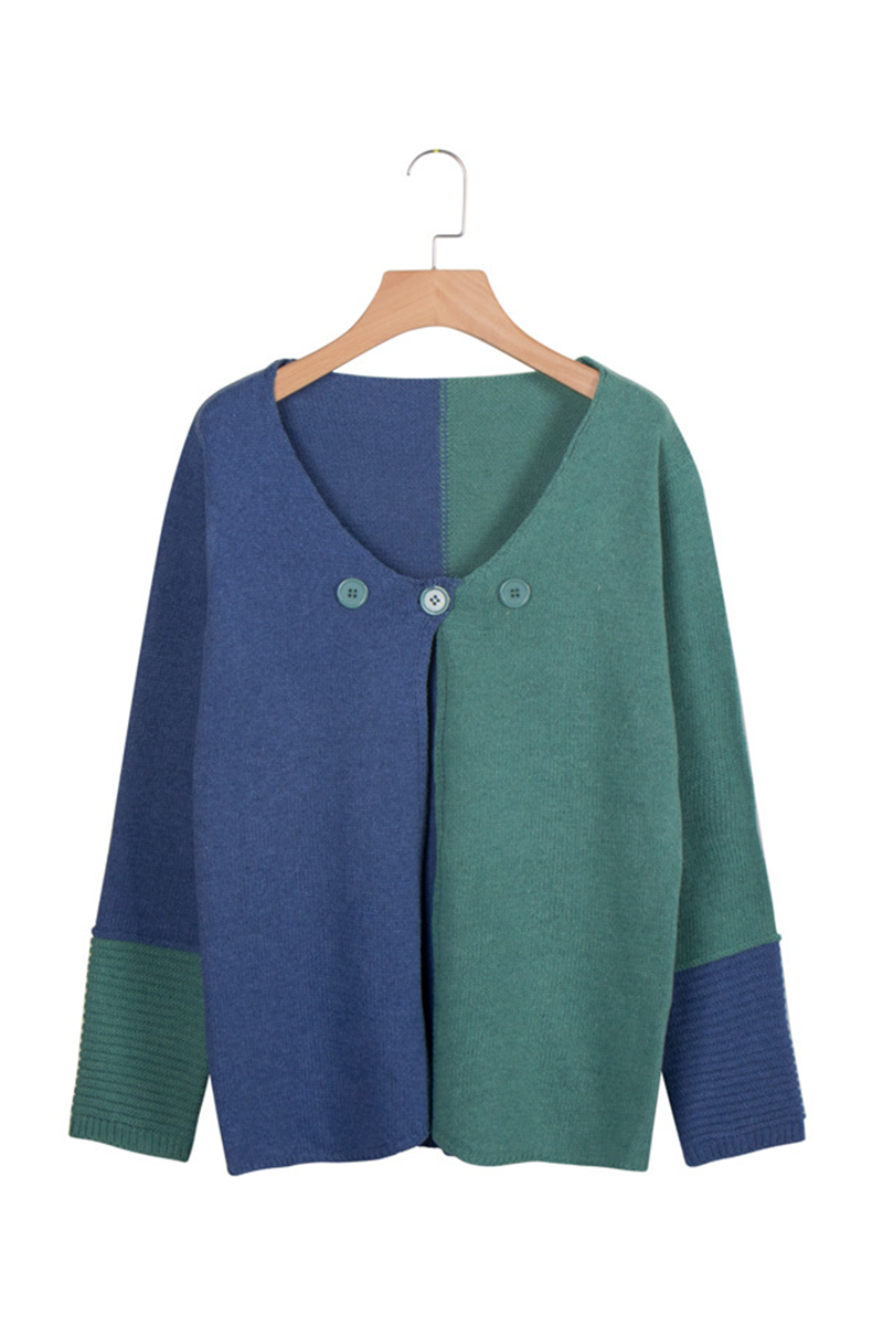 Casual Color Lump Buttons V Neck Cardigans(4 Colors)