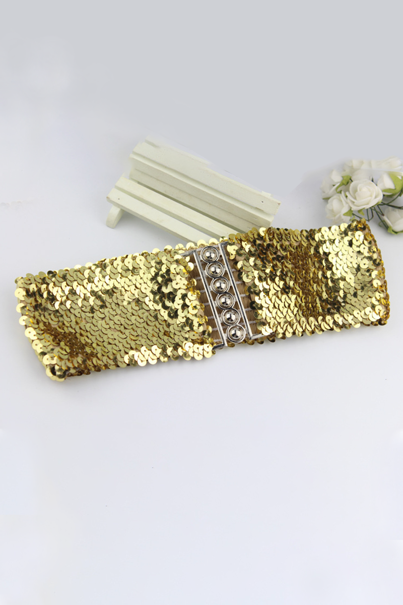 Fashion Elegant Solid Patchwork Sequins Belts