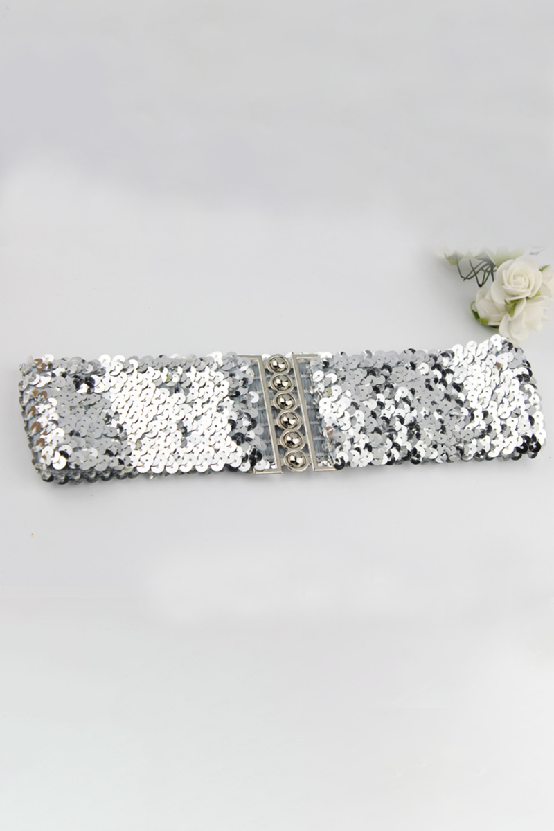 Fashion Elegant Solid Patchwork Sequins Belts