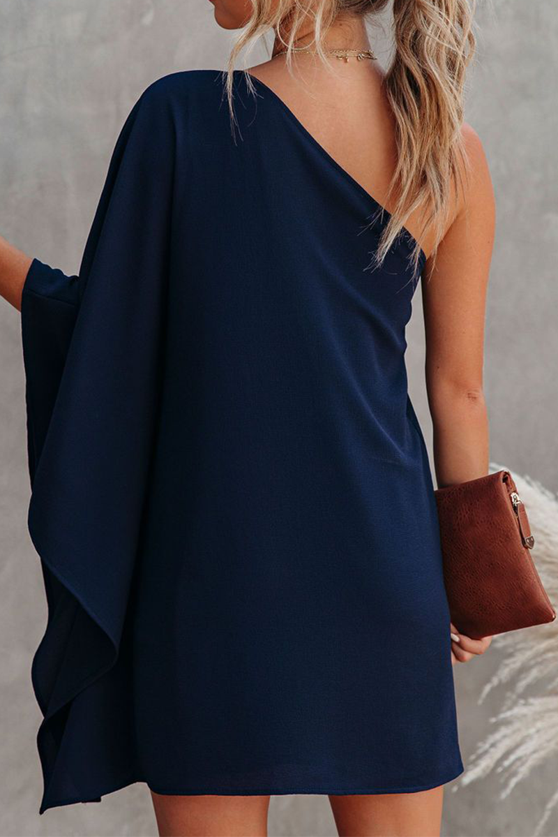 Casual Solid One Shoulder Straight Dresses(10 Colors)