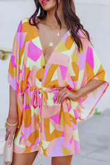Casual Print V Neck Straight Dresses(5 Colors)