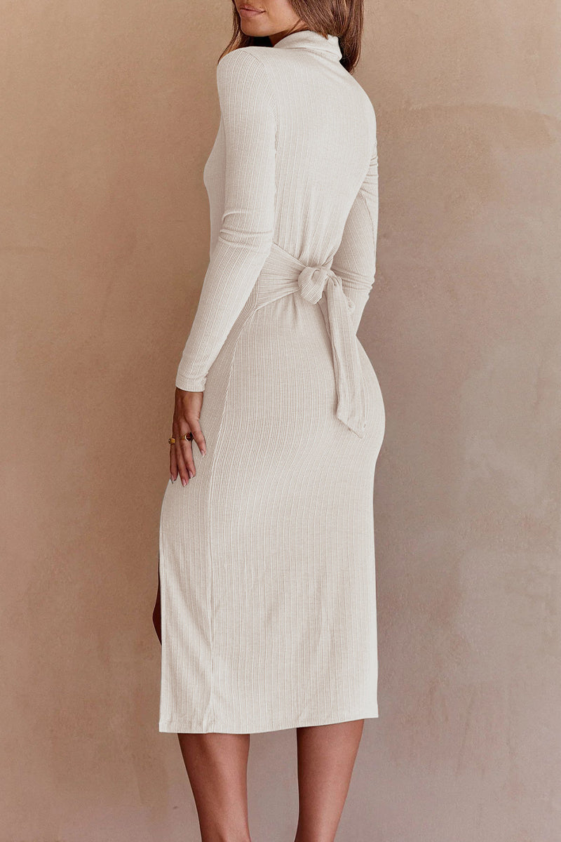 Celebrities Elegant Solid Turndown Collar One Step Skirt Dresses(10 Colors)