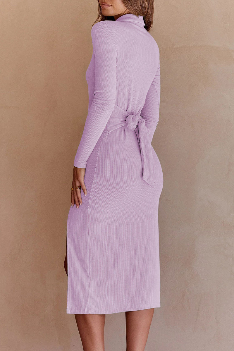 Celebrities Elegant Solid Turndown Collar One Step Skirt Dresses(10 Colors)
