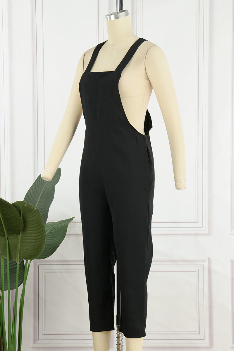 Casual Simplicity Solid Patchwork Loose Jumpsuits