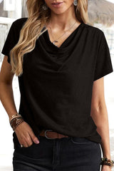 Casual Daily Solid Asymmetrical U Neck T-Shirts(5 Colors)