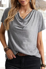 Casual Simplicity Solid Solid Color U Neck T-Shirts(5 Colors)