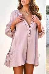 Casual Simplicity Solid Pocket V Neck Loose Jumpsuits(5 Colors)