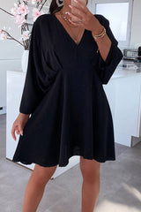 Casual Simplicity Solid Asymmetrical V Neck Irregular Dress Dresses(5 Colors)