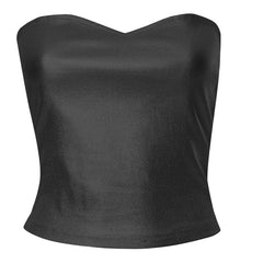 Backless metallic sweetheart neck solid tube top