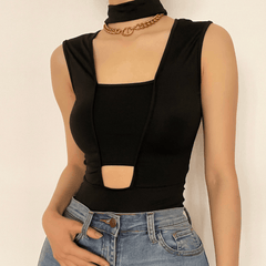 Halibuy Sleeveless hollow out bodysuit