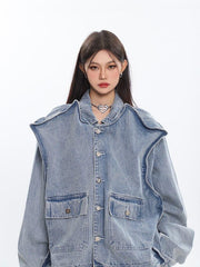 Asymmetric Design Denim Jacket