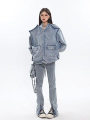 Asymmetric Design Denim Jacket