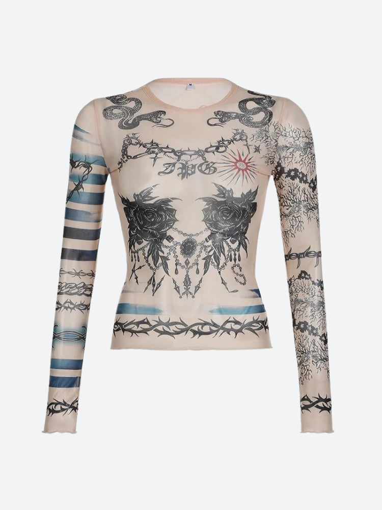 Baddie Mesh Tattoo Top