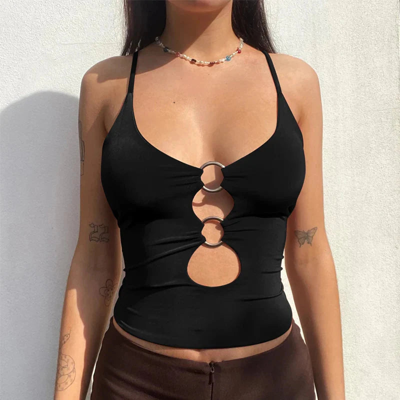 Baddie O-Ring Plunge Neck Top