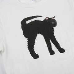 Black Cat Crop Tee