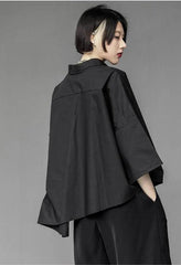 Black Korean Asymmetric Shirt