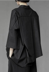 Black Korean Asymmetric Shirt