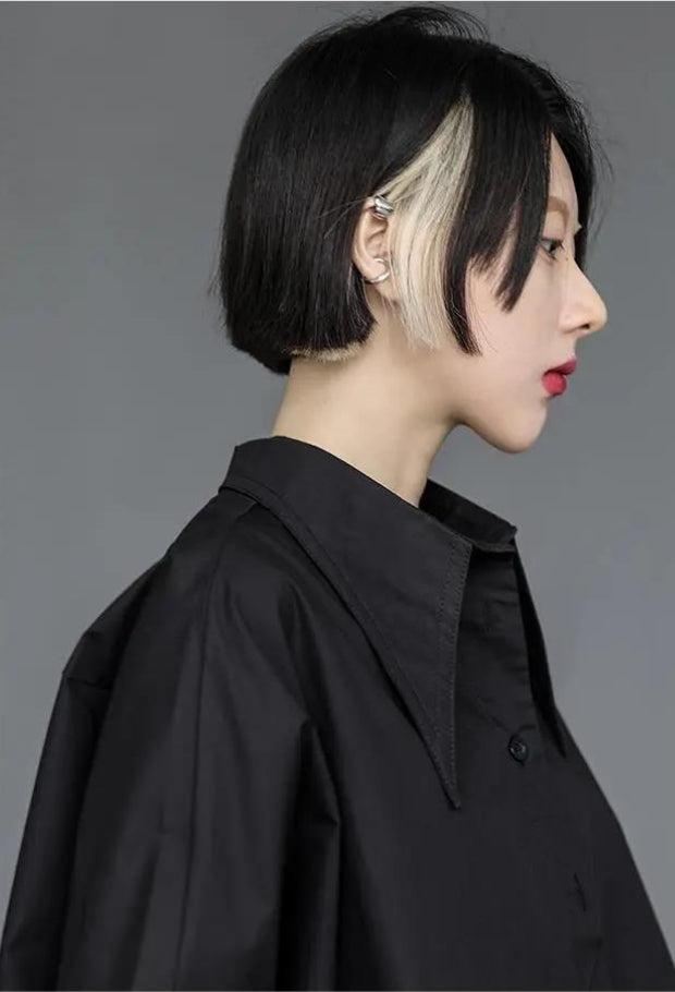 Black Korean Asymmetric Shirt