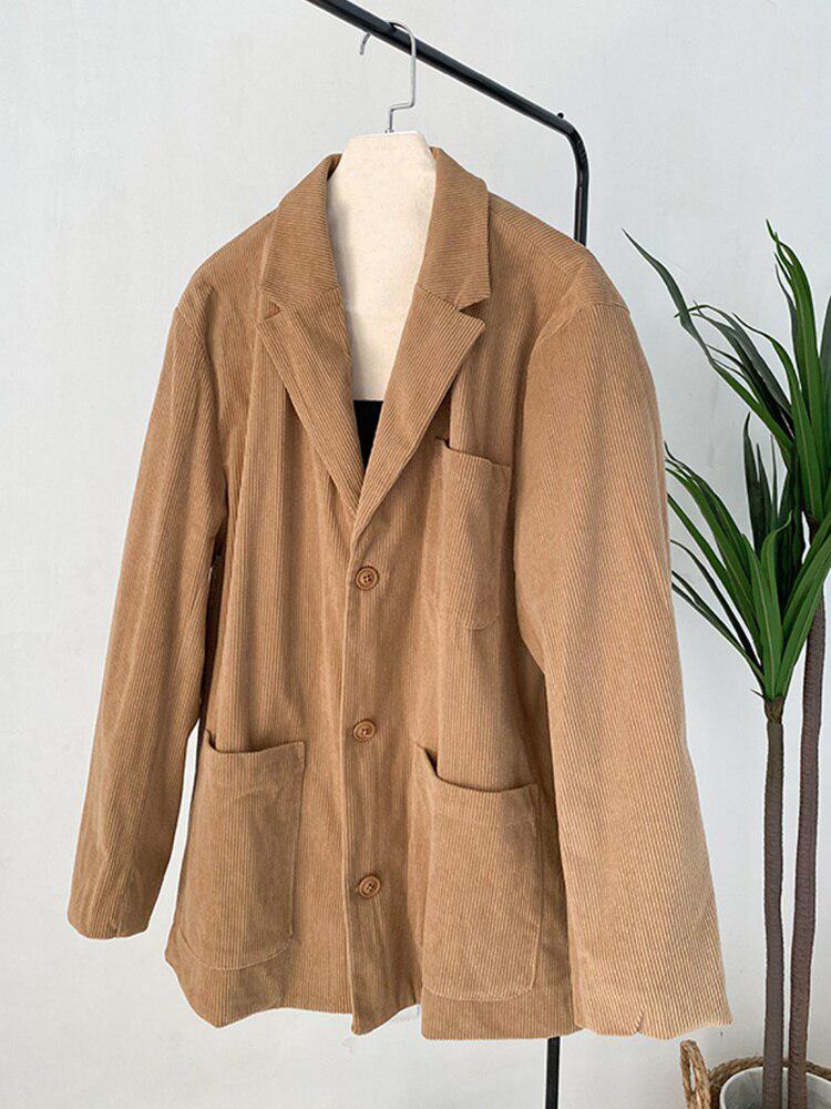 Dark Academia Corduroy Long Jacket