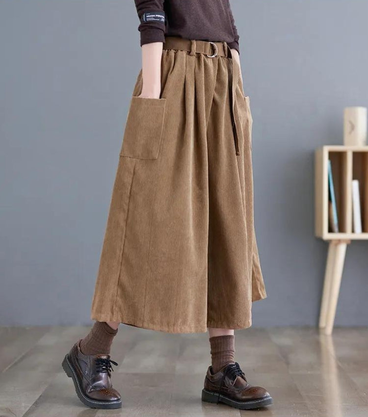 Dark Academia Wide Leg Corduroy Pants