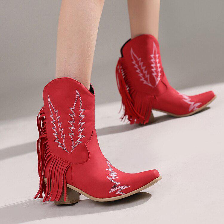 Disco Cowgirl Fringe Ankle Boots