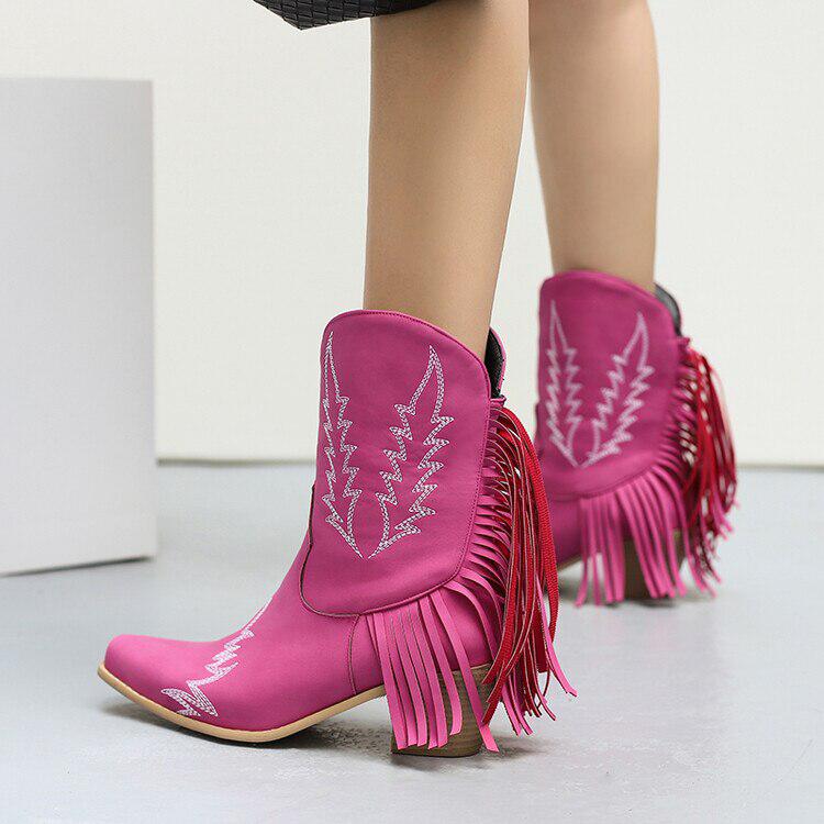 Disco Cowgirl Fringe Ankle Boots