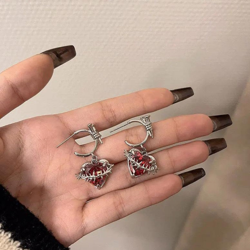 Goth Barbed Heart Earrings