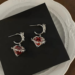 Goth Barbed Heart Earrings