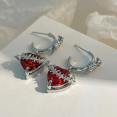 Goth Barbed Heart Earrings