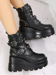 Grunge Belted Platform Boots