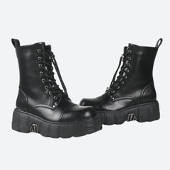 Grunge Zip-Up Platform Combat Boots