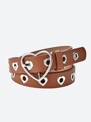 Heart Buckle Faux Leather Belt