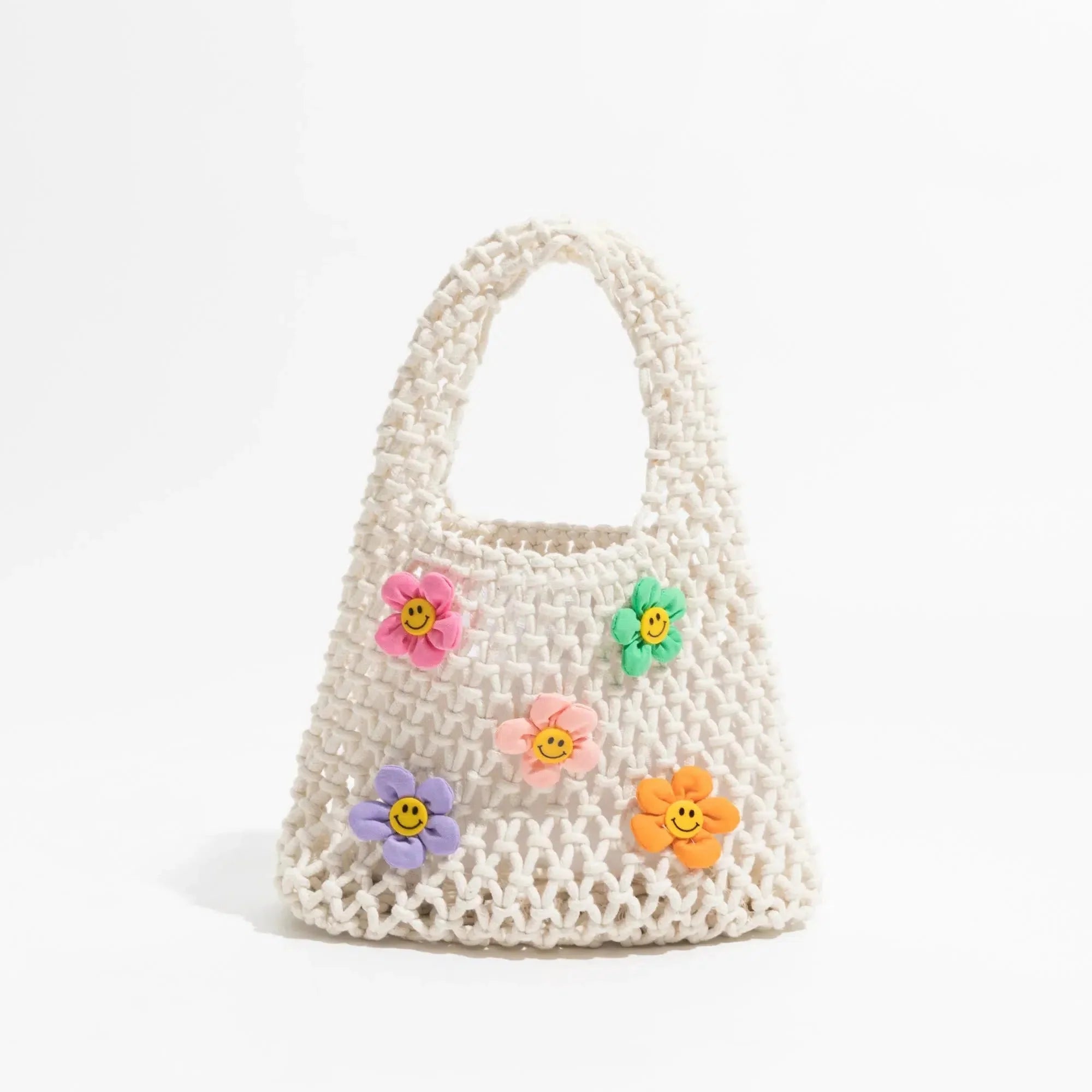 Indie Smiley Flowers Crochet Bag