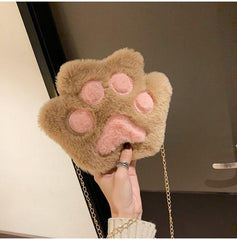 Kawaii Plush Paw Crossbody Bag