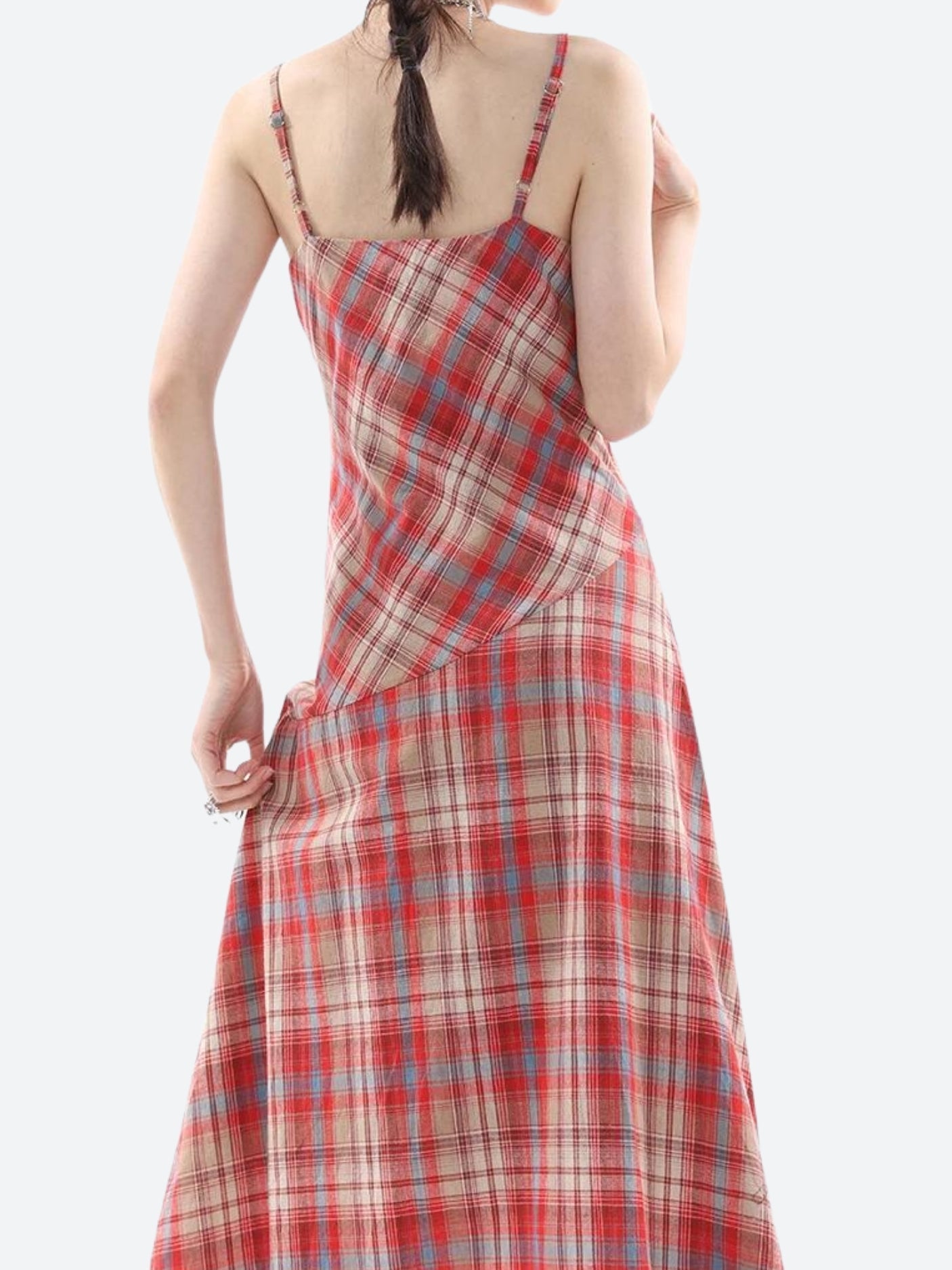 Plaid Lace Midi Dress