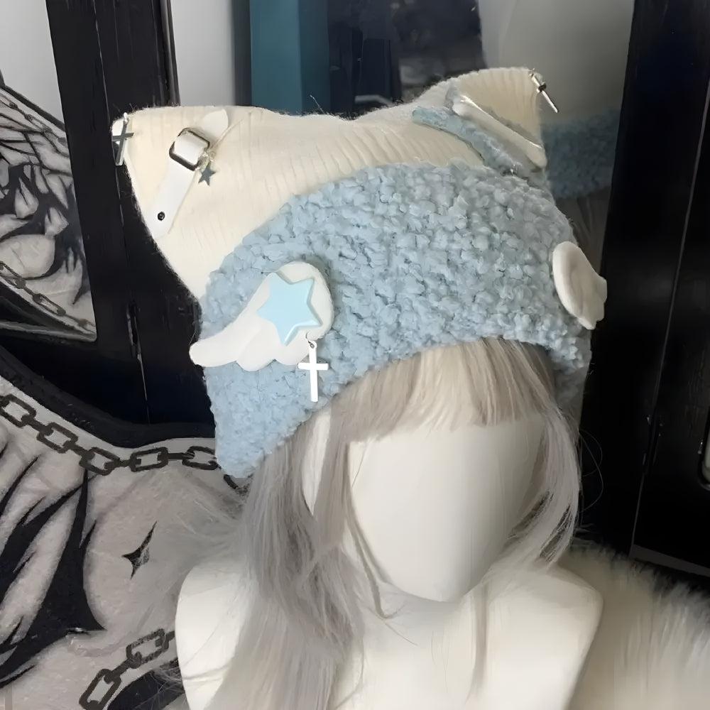 Soft Girl Kawaii Wings Knitted Beanie