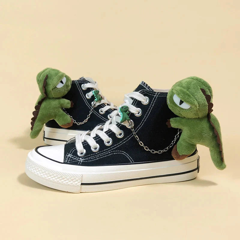 Weirdcore Dinosaur Canvas Shoes