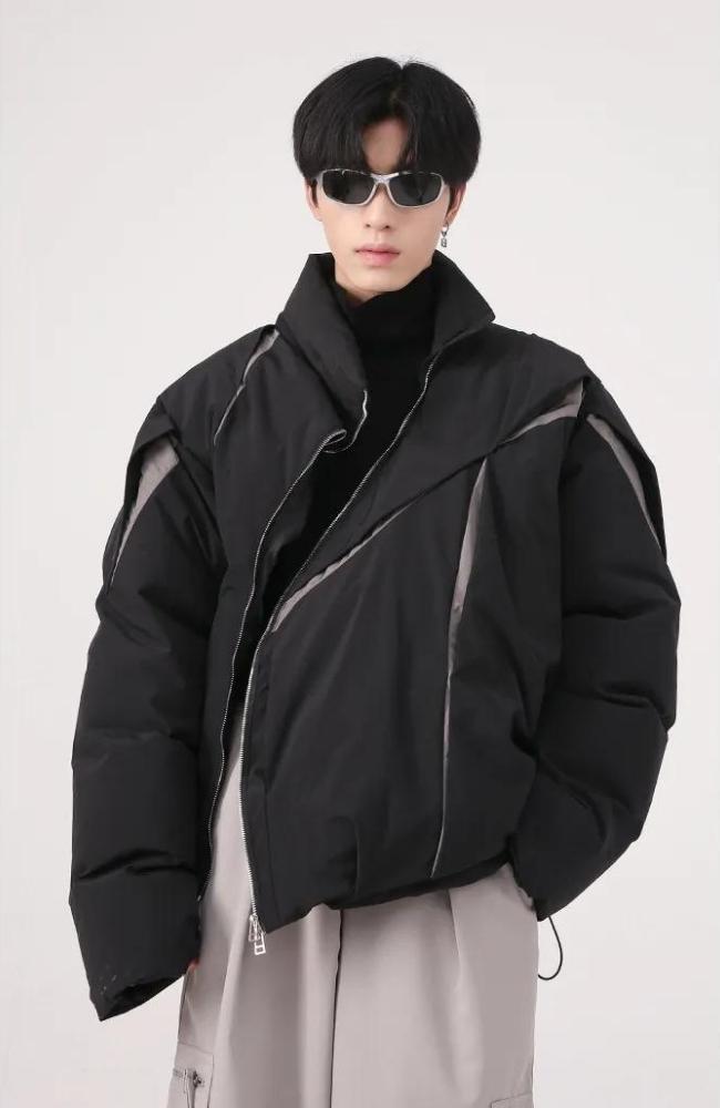 Y2K Asymmetrical Zipper Puffer Jacket