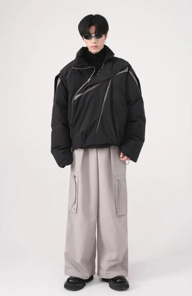 Y2K Asymmetrical Zipper Puffer Jacket