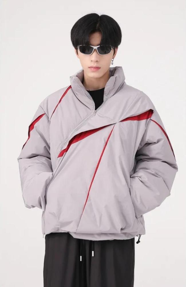 Y2K Asymmetrical Zipper Puffer Jacket