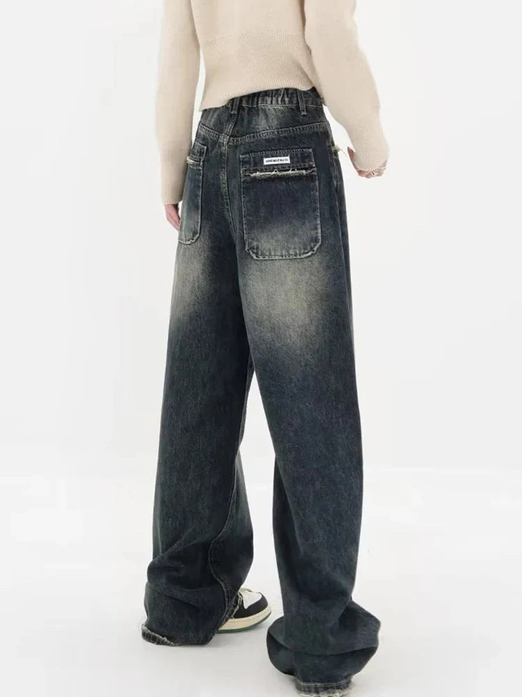 Y2K Distressed Pocket Wide Leg Jeans