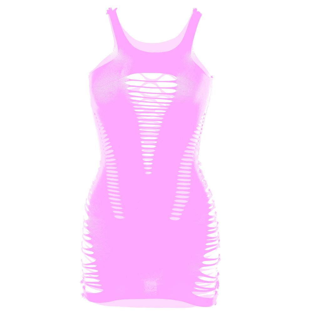 Hollow out solid round neck tank cut out mini dress