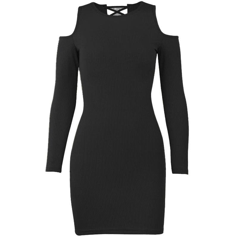 Long sleeve solid hollow out lace up self tie cut out mini dress
