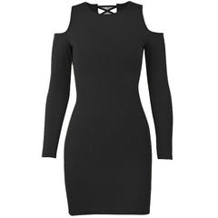 Long sleeve solid hollow out lace up self tie cut out mini dress