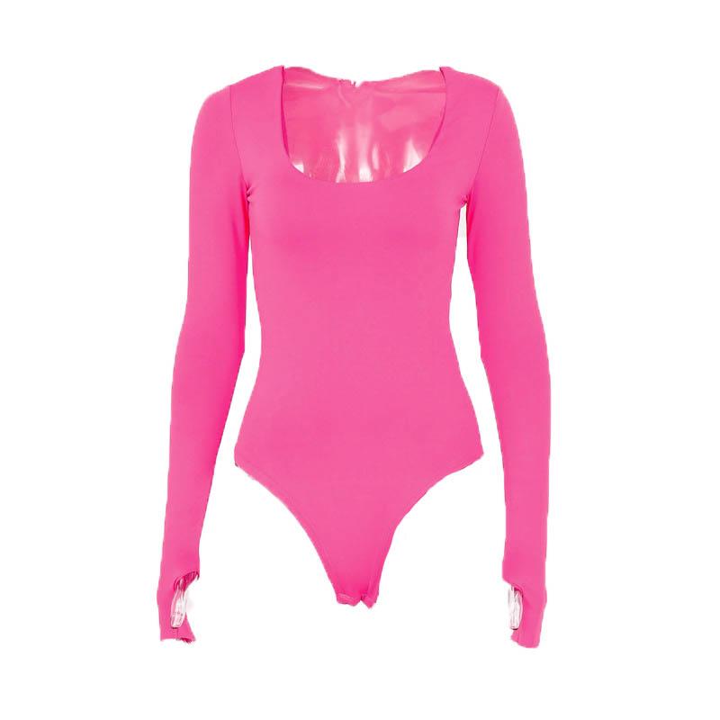 Long sleeve solid u neck bodysuit