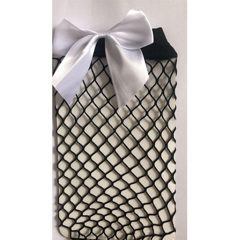 Bowknot fishnet thigh high socks